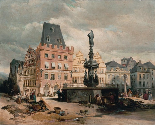 Ansicht des Trierer Hauptmarktes, um 1847