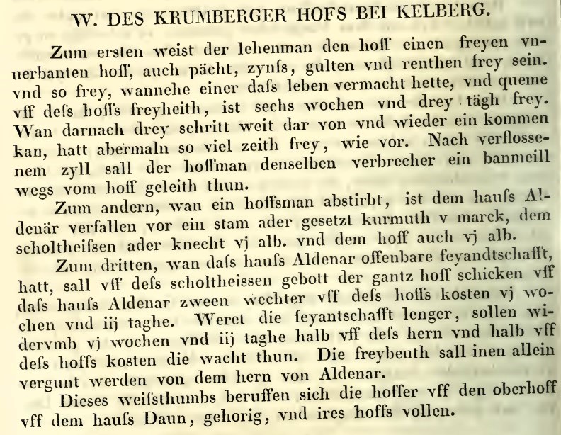 Weistum des Krumberger Hofs bei Kelberg